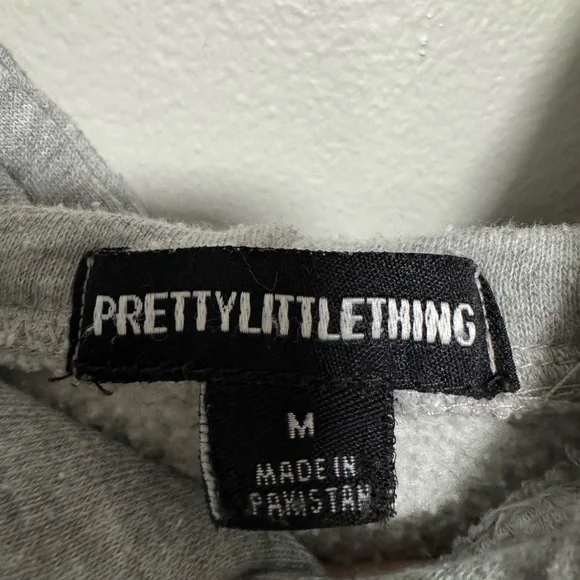 Pretty Little Thing GREY MARL CHERRY PRINT OVERSIZED HOODIE - Picture 8 of 12